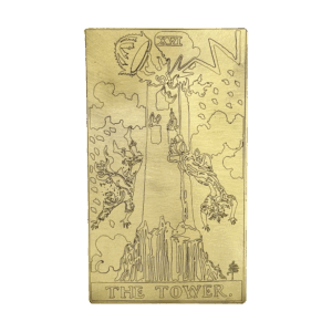 The Tower Brass Tarot Card
